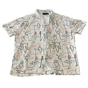 Level Ten Design Abstract Patterned Casual Button Down Men’s Shirt - L